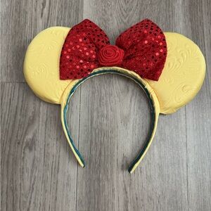 Princess Belle Inspired Yellow and Red Sequin Bow Minnie Mouse Ears Headband